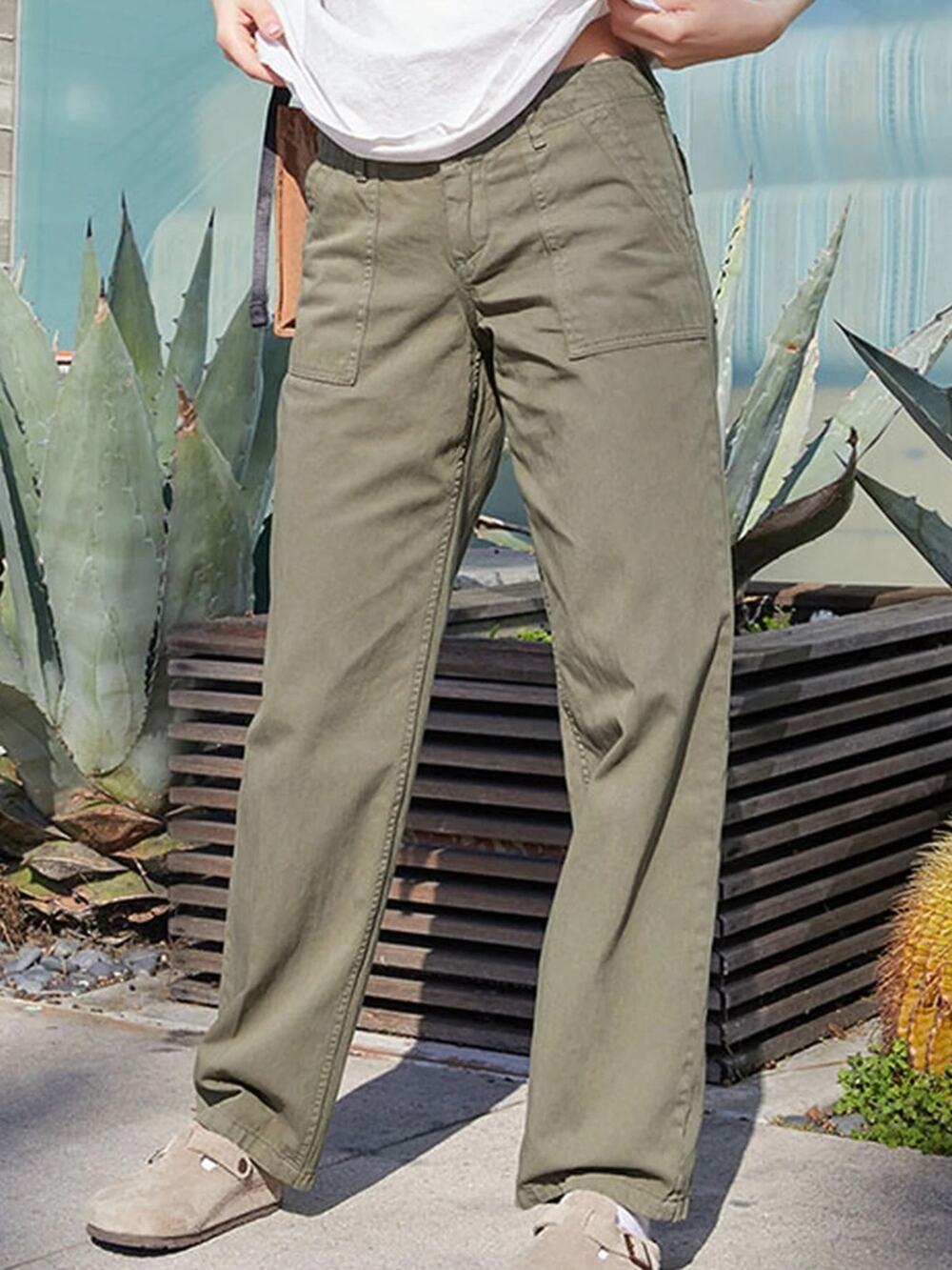 John Galt Brandy Melville Olive Green Low Rise Utility Pants Women’s Small
